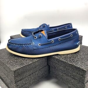 Bass Boat Shoes Men 11M Harbor Blue Perforated Slip On
